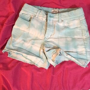 Blue tie dye jean shorts